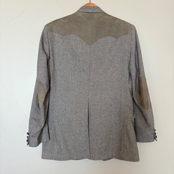 Vintage Circle S Ranch Western Wear Wool Suede Blazer Sport Coat 42L Elbow patch - Picture 16 of 16